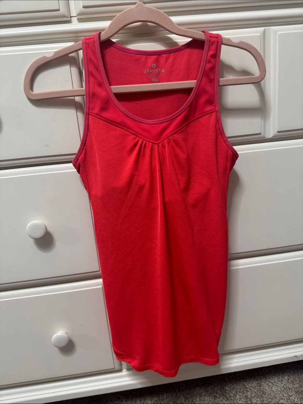 Athleta Women's Coral-Red Performance Tank with Gathered Front